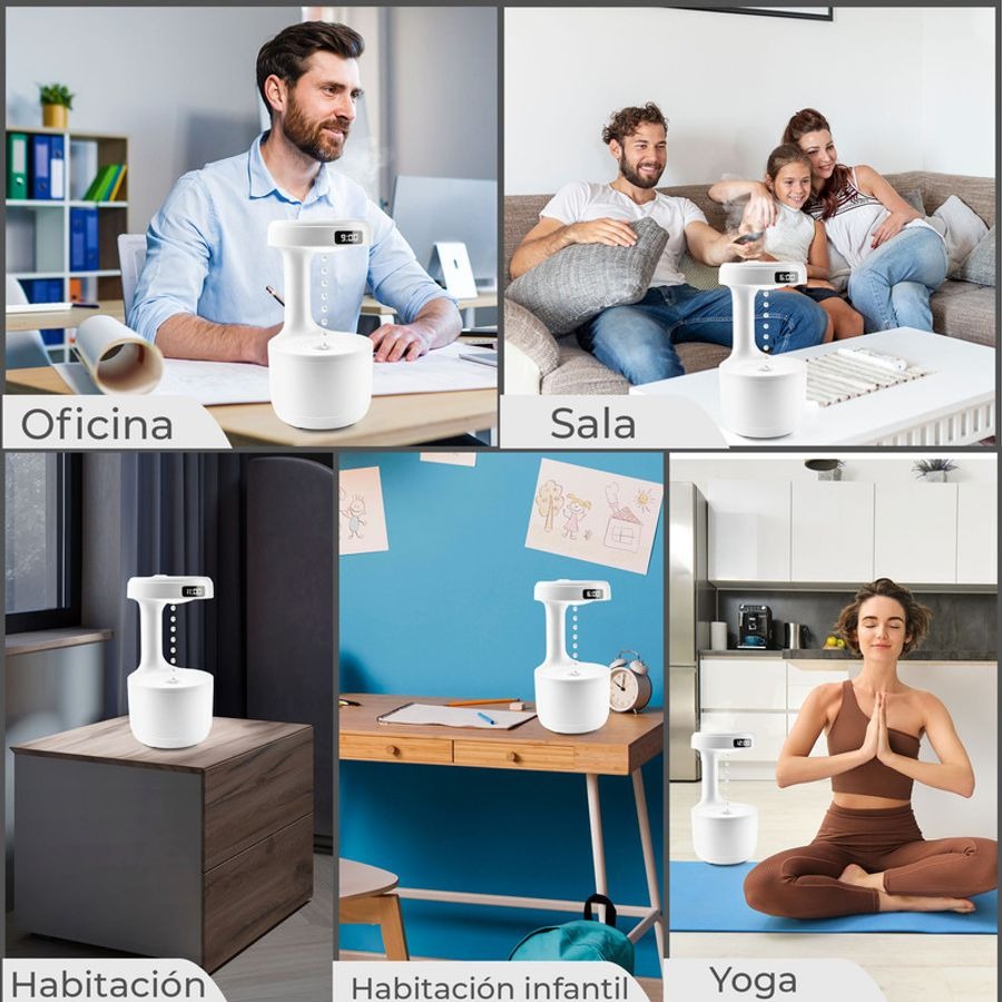 Humidificador Antigravedad con Difusor de Aromas y Luz LED
