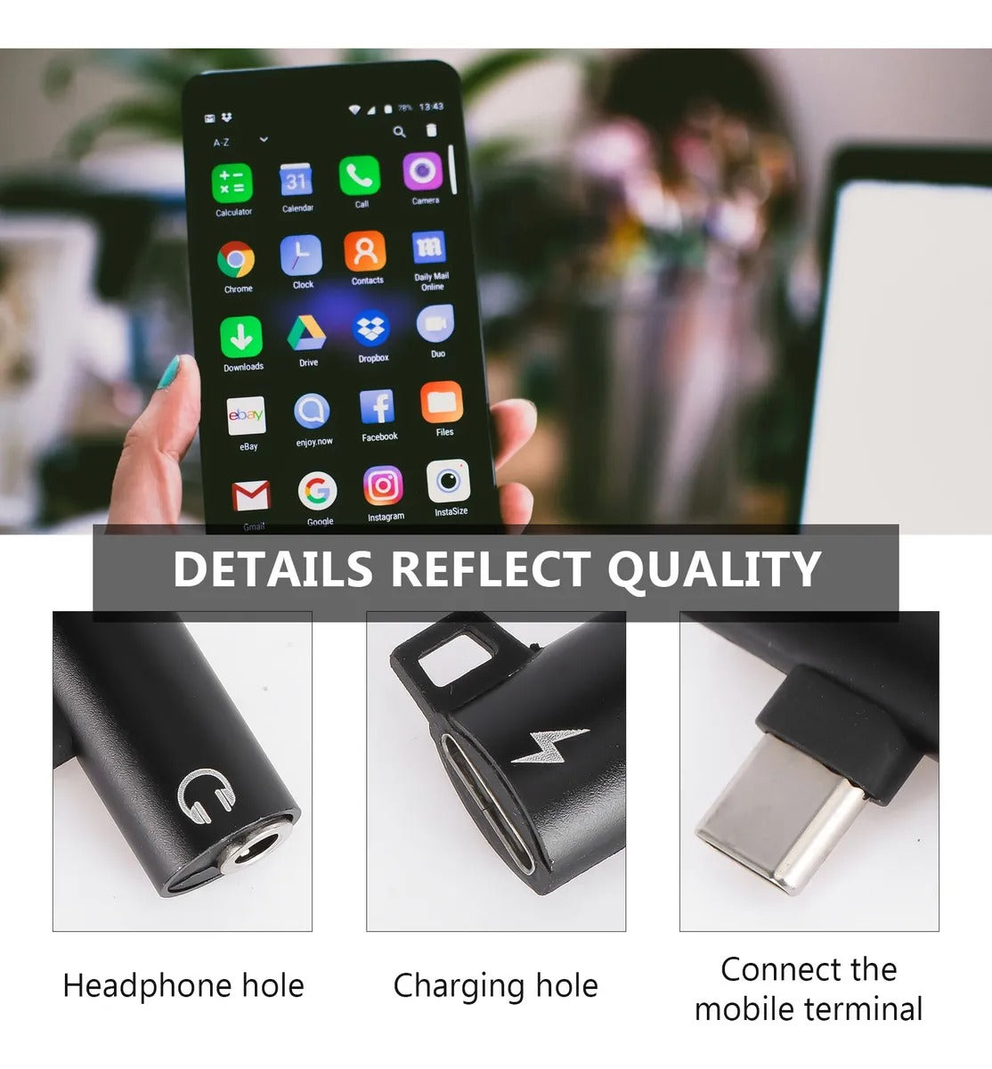 Adaptador USB-C a Jack 3.5mm para Audífonos